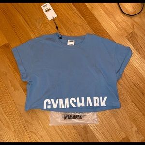 gymshark fraction crop top light blue NWT